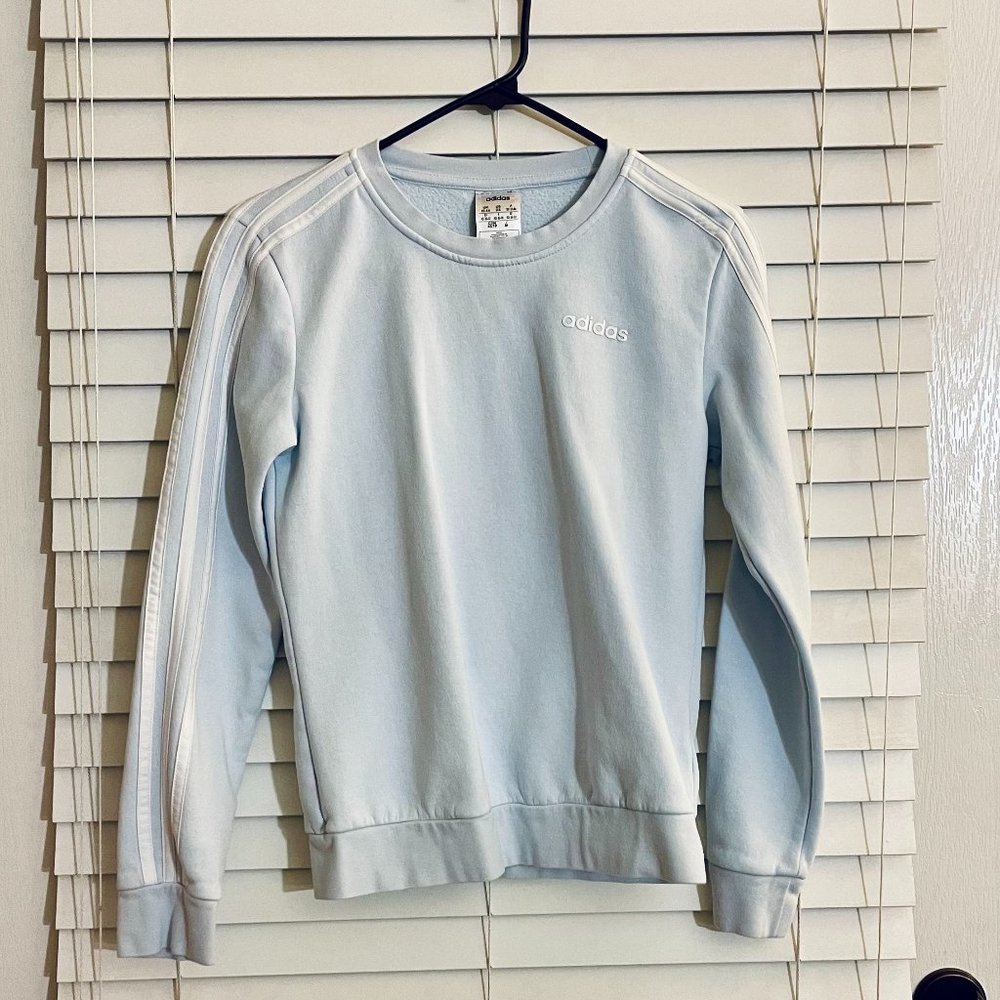 Women's 3-Stripe Cotton Fleece Crewneck Sweatshirt - light blue - size XS